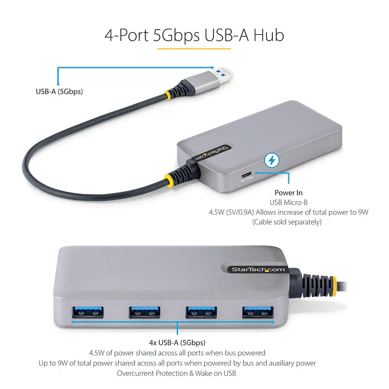 Hub USB de 4 Puertos - USB 3.0 de 5Gbps  2