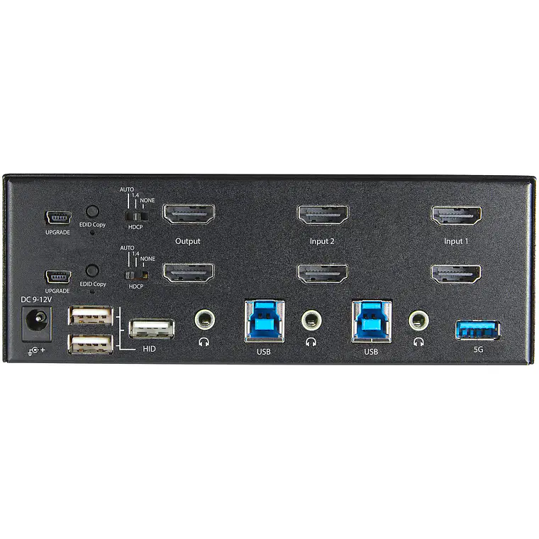 Switch 2 puertos Conmutador KVM HDMI 2.0 4K para 2 Monitores - Vídeo de 4K y 60Hz Ultra HD - HDR 3