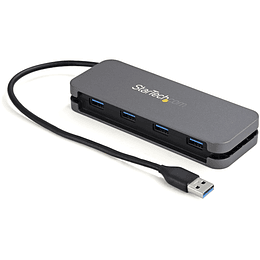 Hub USB A Macho - 4x Puertos USB A 3.0, 5000 Mbit/s, Negro/Gris