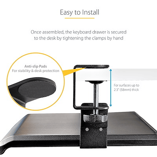 Bandeja para teclado bajo escritorio ajustable