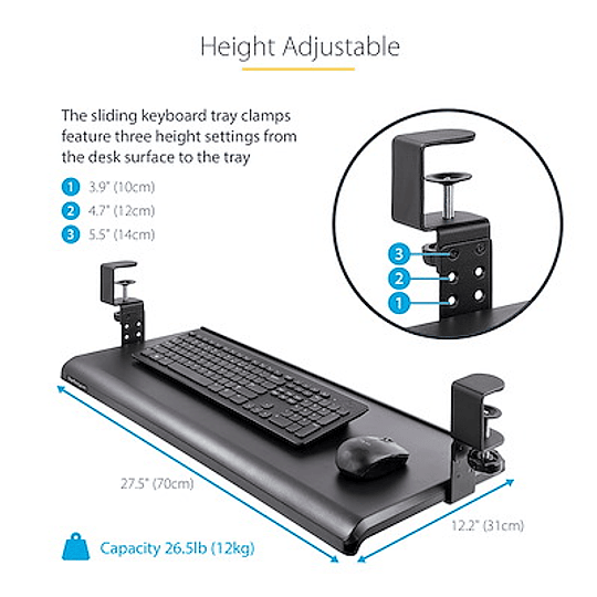 Bandeja para teclado bajo escritorio ajustable