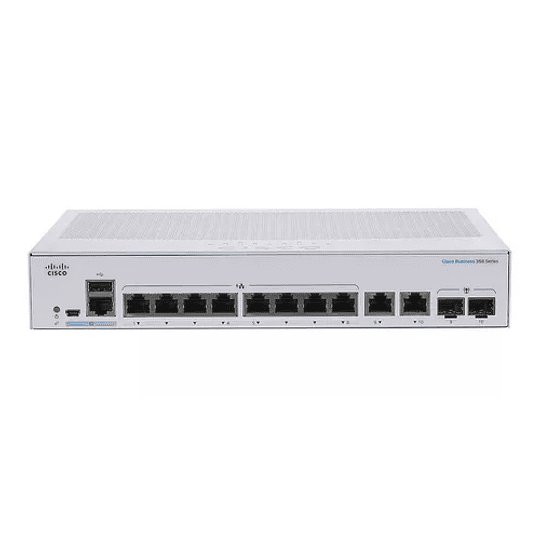 Switch 8 puertos Cisco Business 350 Series 350-8T-E-2G - Conmutador L3 gestionado 10/100/1000 + 2 x Gigabit SFP combinado 