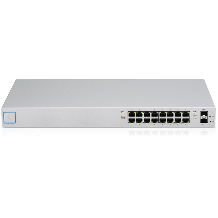 Switch 16 puertos Ubiquiti UniFi Switch USW-16-POE Conmutador Gestionado  10/100/1000 (8 PoE+) + 2 x Gigabit SFP 1