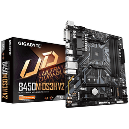 Placa Madre Gigabyte B450M DS3H V2 | AM4, DDR4, 2133/3600 MHz, M.2, RGB, MicroATX