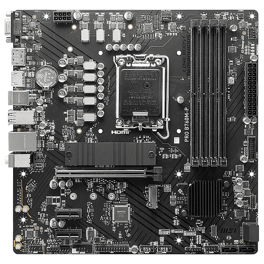 Placa Madre MSI PRO B760M-P | LGA 1700, 4x DDR5, HDMI, VGA, DP, 2x M.2, mATX
