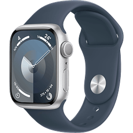 Apple Watch S9 GPS ( Aluminio plata, 41mm, Correa deportiva azul tempestad, talla M/L)