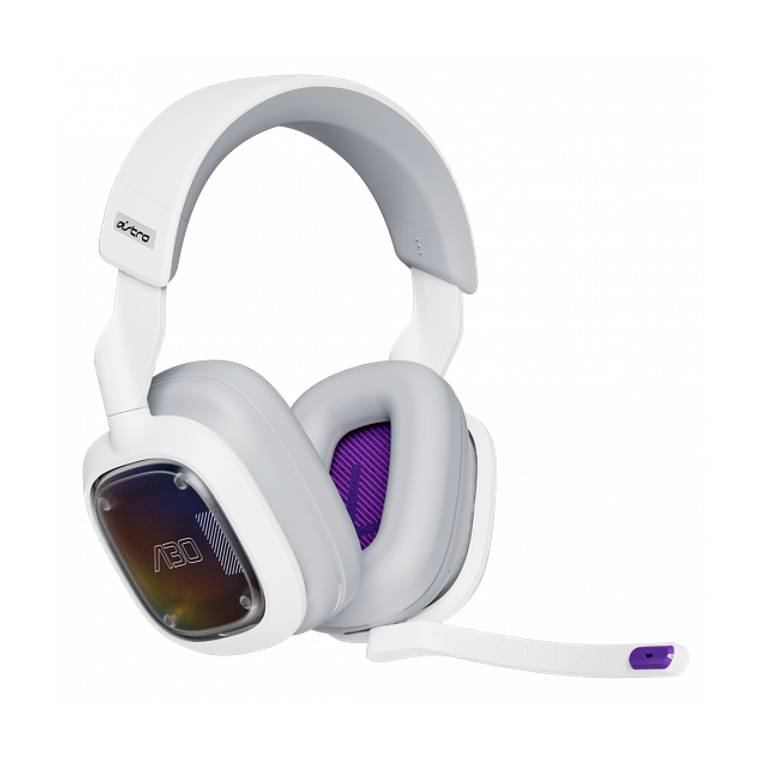 Audífonos Gamer Astro A30 (LightSpeed Dongle USB, X-BOX, Blanco/Púrpura) 1