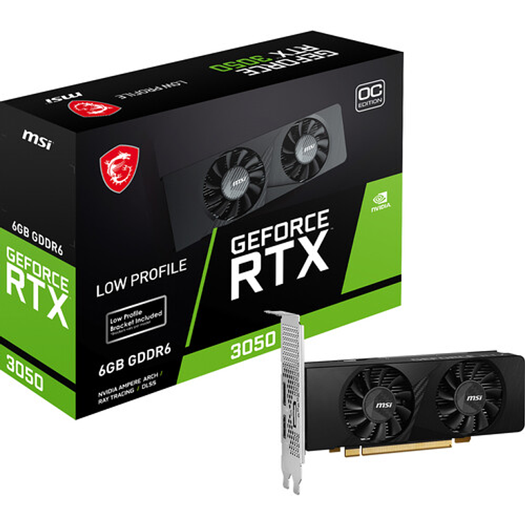 Tarjeta Gráfica MSI GeForce RTX 3050 LP 6G OC - PCI Express 3.0 x16 (x4 mode) - NVIDIA - GDDR6 SDRAM 1