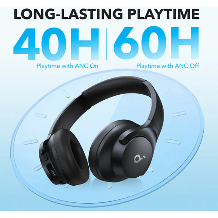 Audifonos supraaurales inalámbricos híbridos con cancelación de ruido - Life Q20i Soundcore - Negro 3