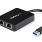 Adaptador Tarjeta de Red NIC Externa USB 3.0 2 Puertos Gigabit Ethernet RJ45 y Puerto USB - Miniatura 1