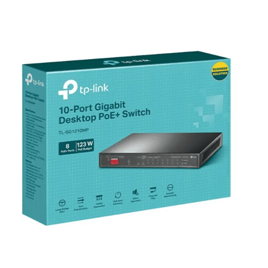 Switch 10 puerto Gigabit con PoE + de 8 puertos TP-Link TL-SG1210MP