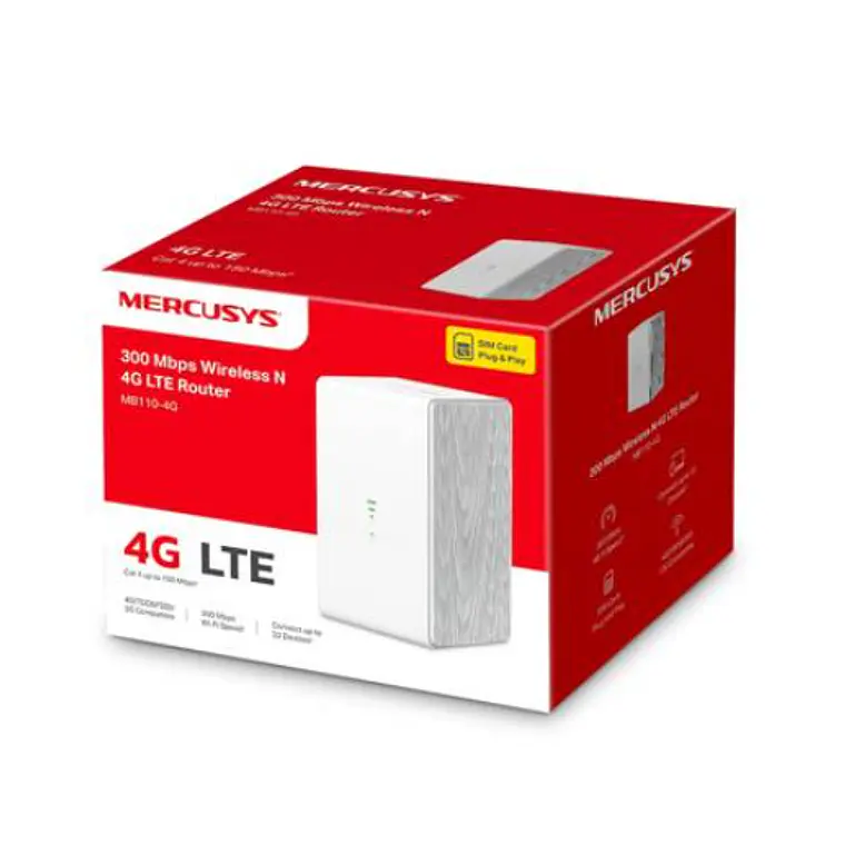 Enrutador inalámbrico - WWAN - Wi-Fi, LTE - 2,4 GHz - 3G, 4G - Mercusys MB110-4G V1 - 3