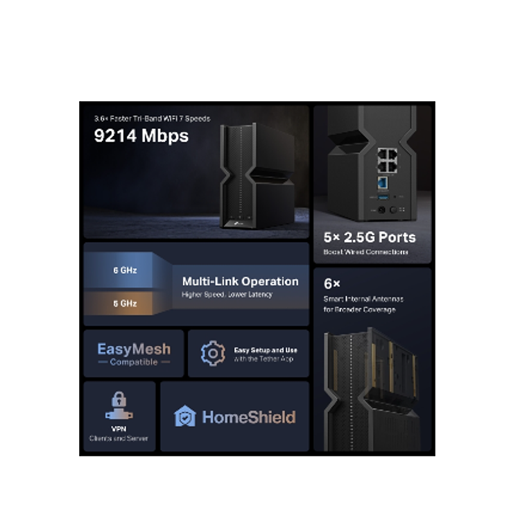 Enrutador Wi-Fi 7 de triple banda BE9300 4