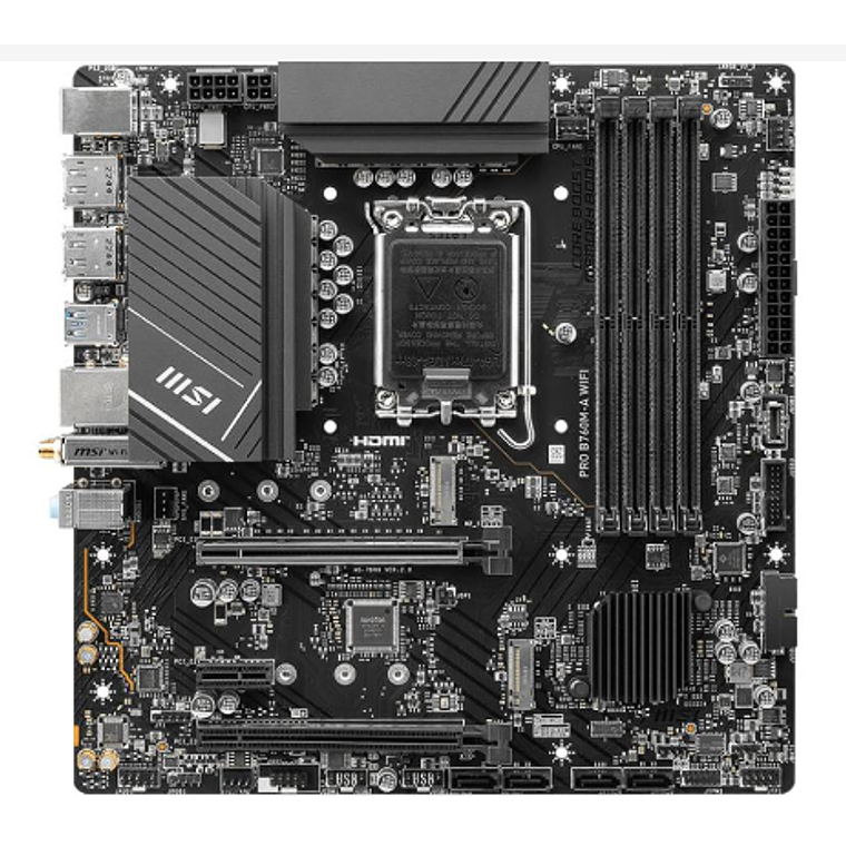 Placa Madre MSI - PRO B760M-A WIFI - LGA1700 Socket - Intel B760 1
