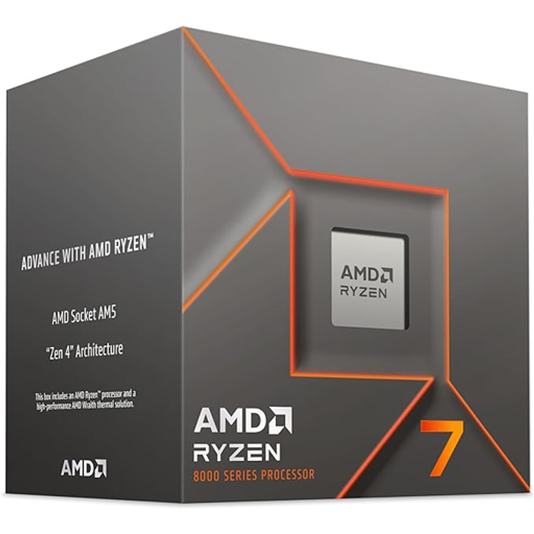 Procesador AMD Ryzen 7 8700F AI 4.1GHz, Socket AM5, 8 núcleos/ 16 hilos, 65W, NPU 2
