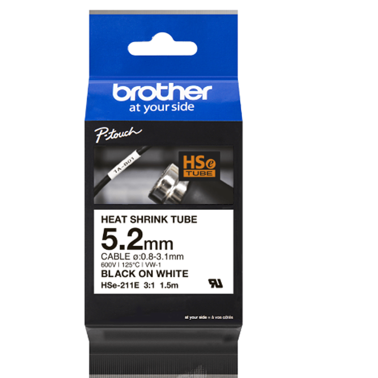 Cinta de impresión negro sobre blanco - Brother - HSE211E 1