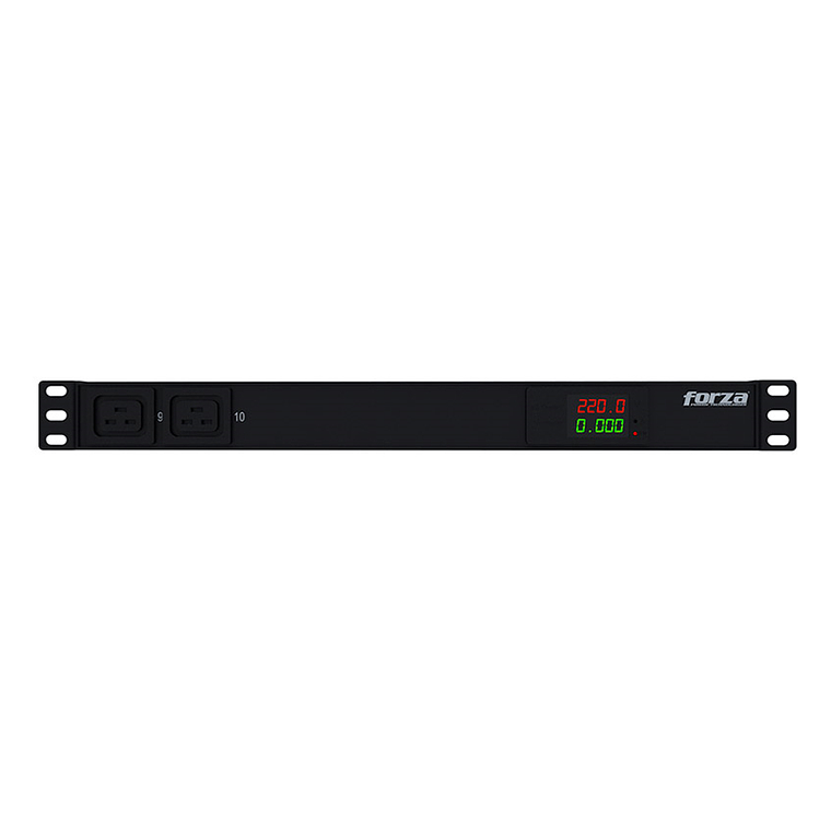 Multitoma PDU Forza rackeable AC 200/240V - 10 Tomas (8-C13 2-C19) 1U SPD Metered 1