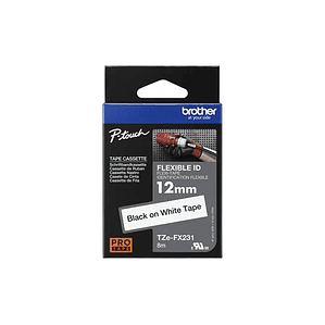 Cinta laminada Brother TZE-FX231 Texto negro sobre blanco. 
