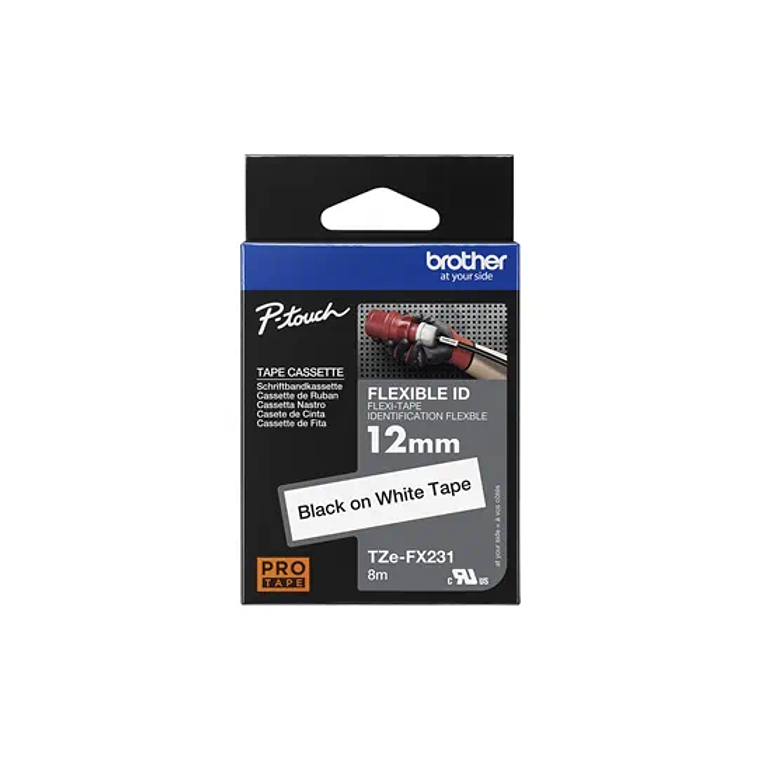 Cinta laminada Brother TZE-FX231 Texto negro sobre blanco.  1