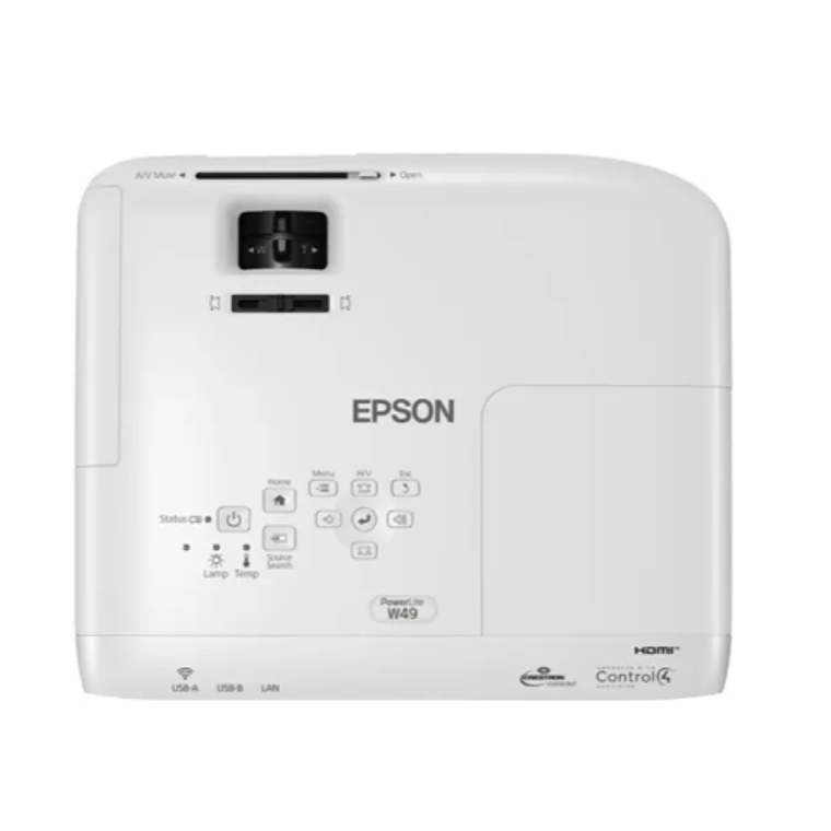 Proyector Epson PowerLite W49, 3800Lumenes LAN 2*HDMI RCA RS-232C USB-A/B 3*VGA 4