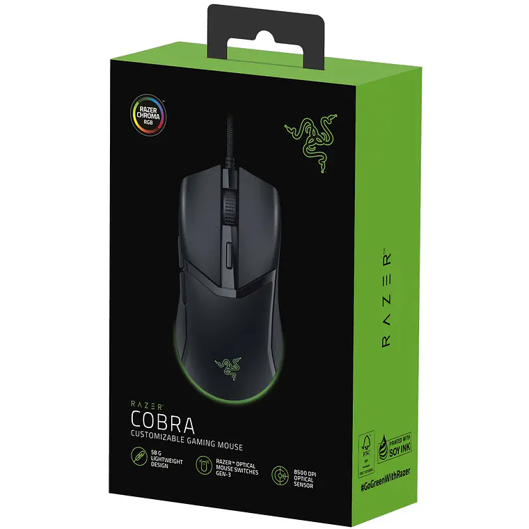 Mouse Gamer Razer Cobra (Chroma RGB, 8.500dpi, Cable Speedflex, Negro) 5