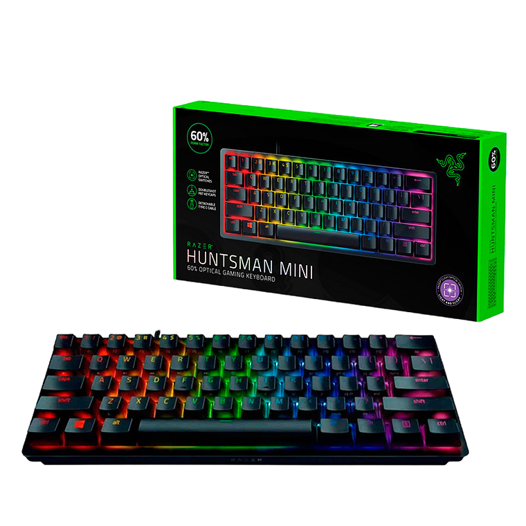 Teclado Gamer Razer Huntsman Mini Black, 60%, Switches Razer Purple, Chroma RGB, Español 3