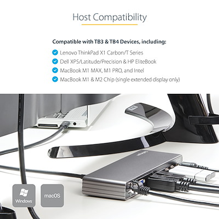 Docking Thunderbolt 3 StarTech (2x 4K 60Hz Monitor TB3 con DP, HDMI & 1080p VGA - 85W Power) 4