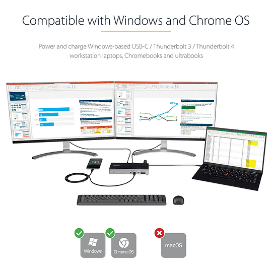 Docking USB-C StarTech.com (3x 4K Monitor USB-C, 100W Power)