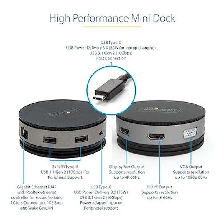 Docking Station USB-C StarTech.com Multiport Travel HDMI/DP/VGA 7