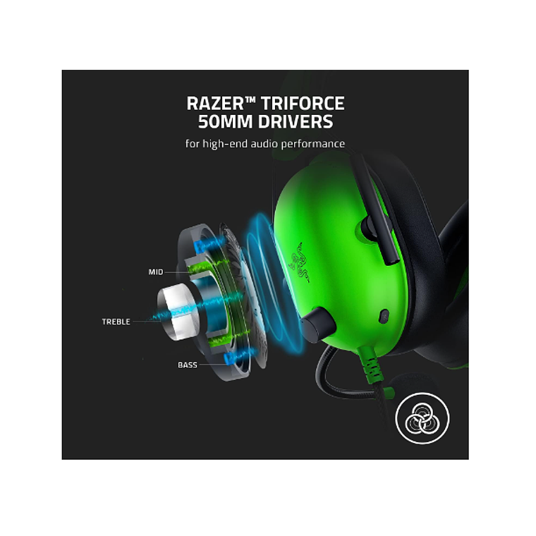 Auricular Razer BlackShark V2 X - cableado - conector de 3,5 mm - aislamiento de ruido - verde razer 4