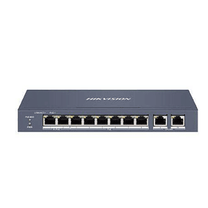 Switch 10 puertos | PoE Administrable de 8 Puertos con 2 SFP -  Hikvision DS-3E1310HP-EI