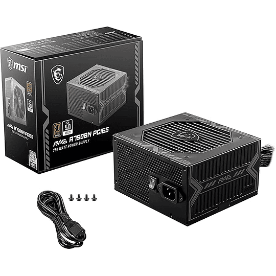 Fuente de Poder MSI MAG A750BN PCIE 5 80+ Bronze 750W ATX