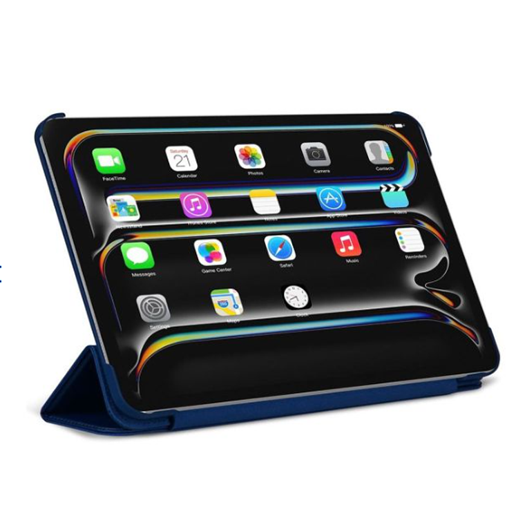 Funda folio slim cuero vegano para iPad Pro 11 5ta Gen  Decoded Azul Marino 2