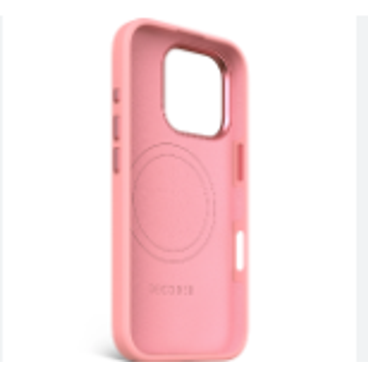 Funda silicona antimicrobial stacks Magsafe iPhone 16 Pro Decoded rosado 3
