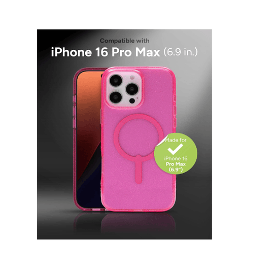 Funda Milan Snap Magsafe iPhone 16 Pro Max Zagg rosa glitter