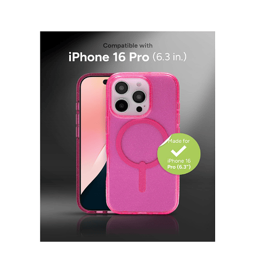 Funda Milan Snap Magsafe iPhone 16 Pro Zagg rosa glitter