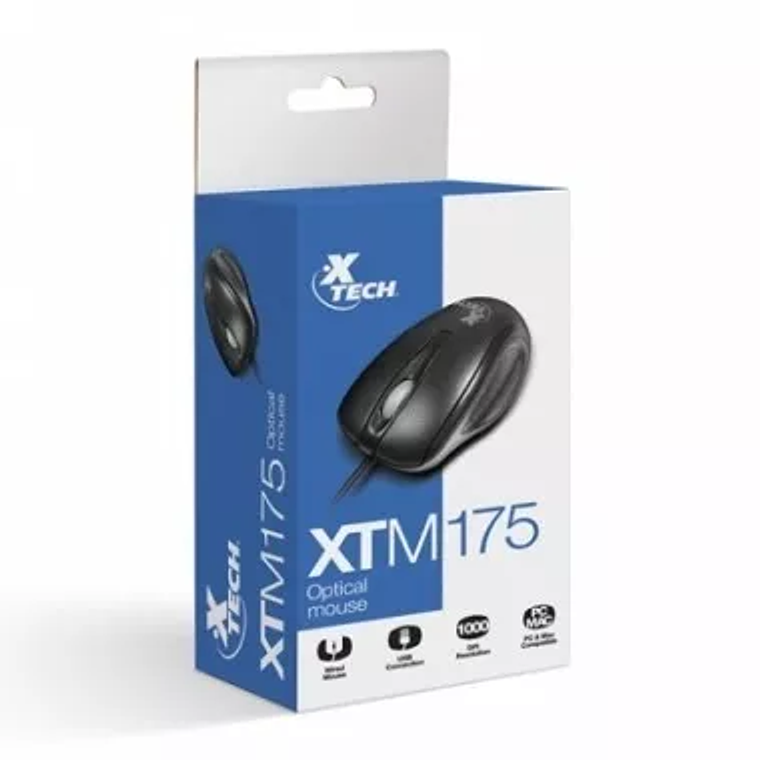 Mouse XTech con cable USB | 3 botones - Negro Optico 3