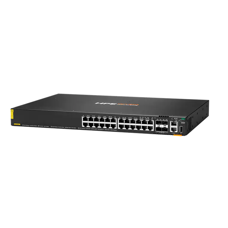 Switch 24 puertos HPE Aruba Networking CX 6200F 24G PoE Clase‑4 4 SFP+ 370 W 2