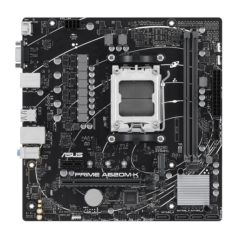 Placa Madre ASUS Prime A620M-K DDR5, Socket AM5, AMD A620, 2xDIMM, VGA, HDMI, micro-ATX 2