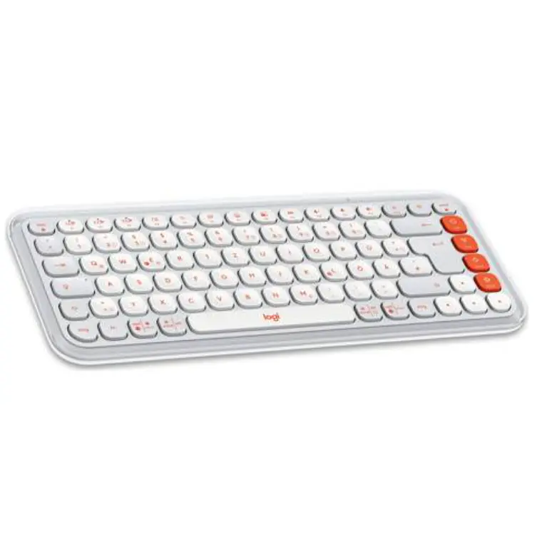 Kit Teclado y Mouse Inalámbricos Logitech POP Icon Combo - Blanco Crudo y Naranja Español 3