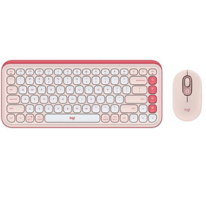 Kit Teclado y Mouse Inalámbricos Logitech POP Icon Combo - Rosado y Blanco Crudo Español