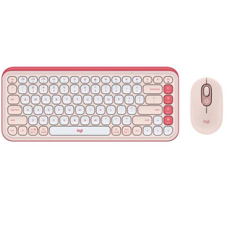 Kit Teclado y Mouse Inalámbricos Logitech POP Icon Combo - Rosado y Blanco Crudo Español 1