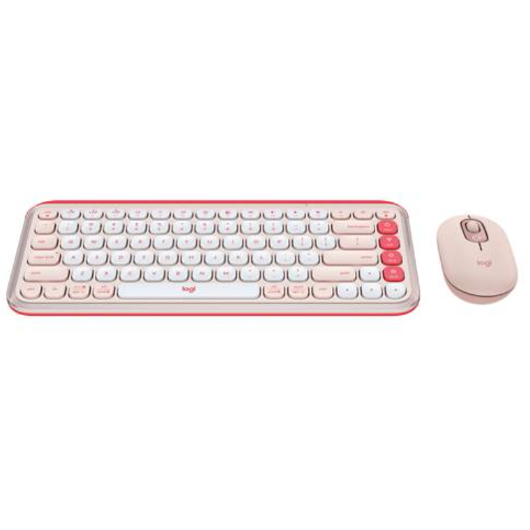 Kit Teclado y Mouse Inalámbricos Logitech POP Icon Combo - Rosado y Blanco Crudo Español 2