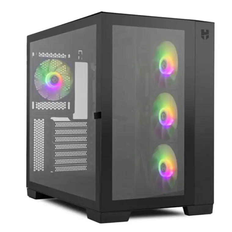 Gabinete Nox Hummer Astra Black - Mid Tower Deluxe con Cristal Templado y Ventiladores ARGB, Negro 1