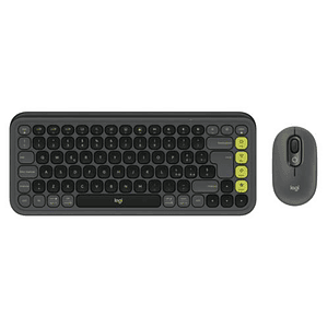 Kit Teclado y Mouse Inalámbricos Logitech POP Icon Combo - Grafito y Verde Español 