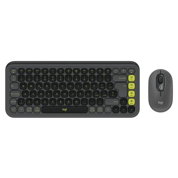 Kit Teclado y Mouse Inalámbricos Logitech POP Icon Combo - Grafito y Verde Español  1