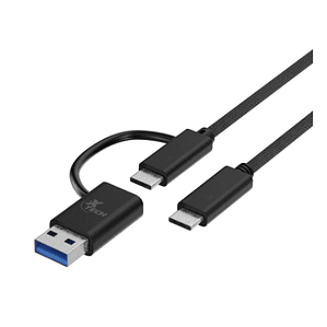 Cable adaptador 2 en 1 USB-C a USB-C con dongle USB-A 2.0