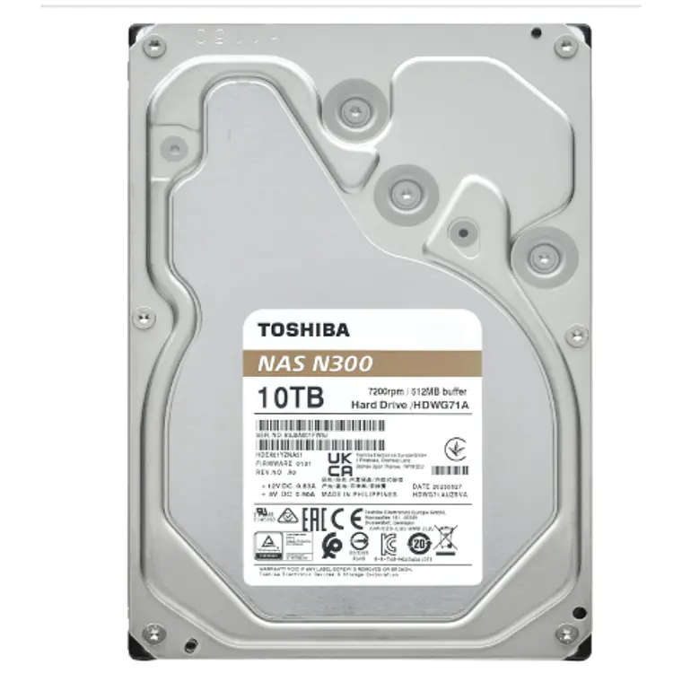 Disco Duro NAS Toshiba N300 de 10TB (3.5“, 7200rpm, SATA, 512MB de Caché) 3