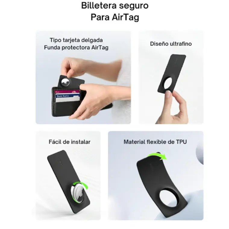 Tarjeta Segura de Billetera para AirTag negra 4