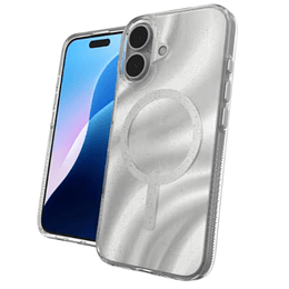 Funda Milan Snap Magsafe iPhone 16 Zagg blanco glitter